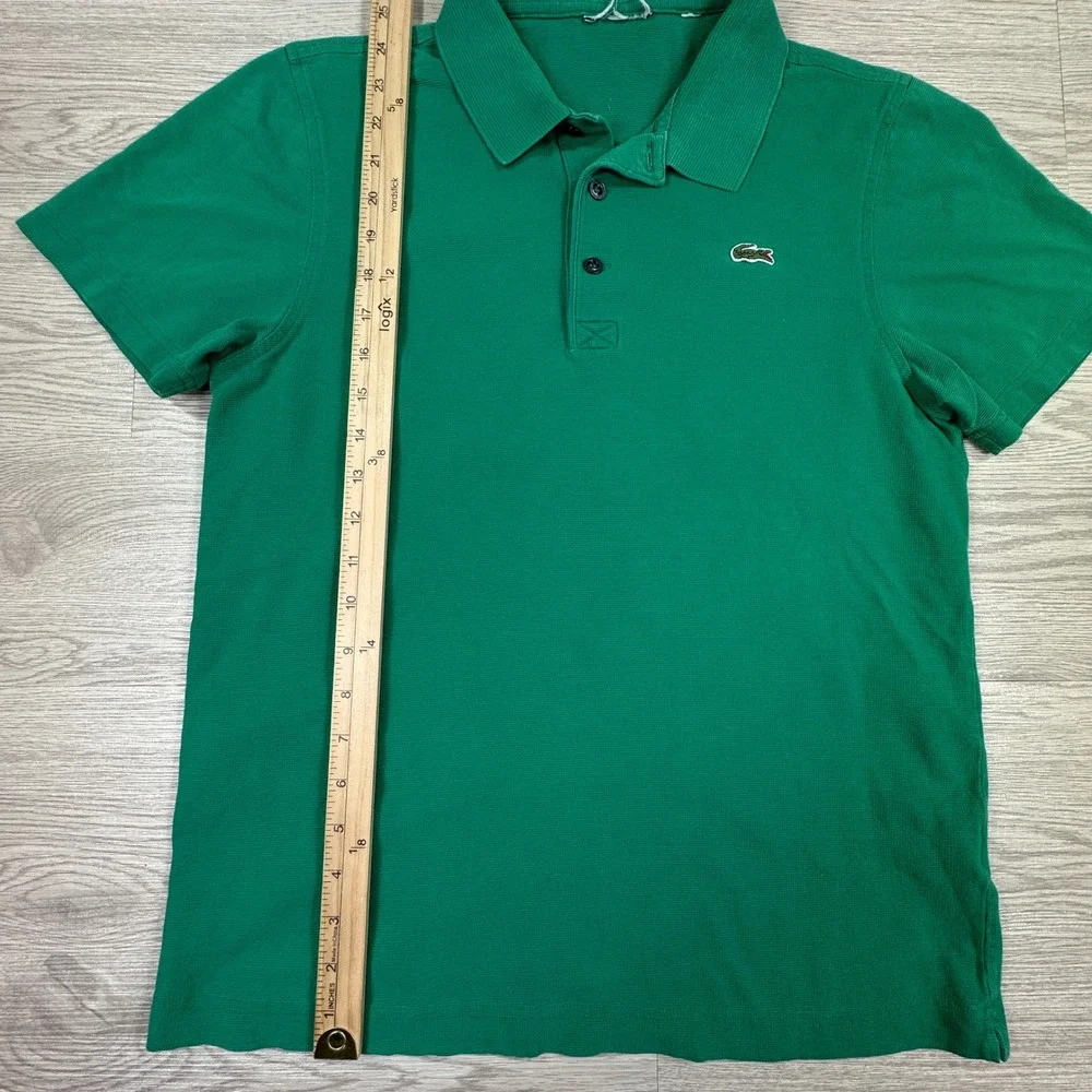 Lacoste Mens Polo Shirt L1230 Classic Fit Green Short Sleeve Pique Cotton S/M